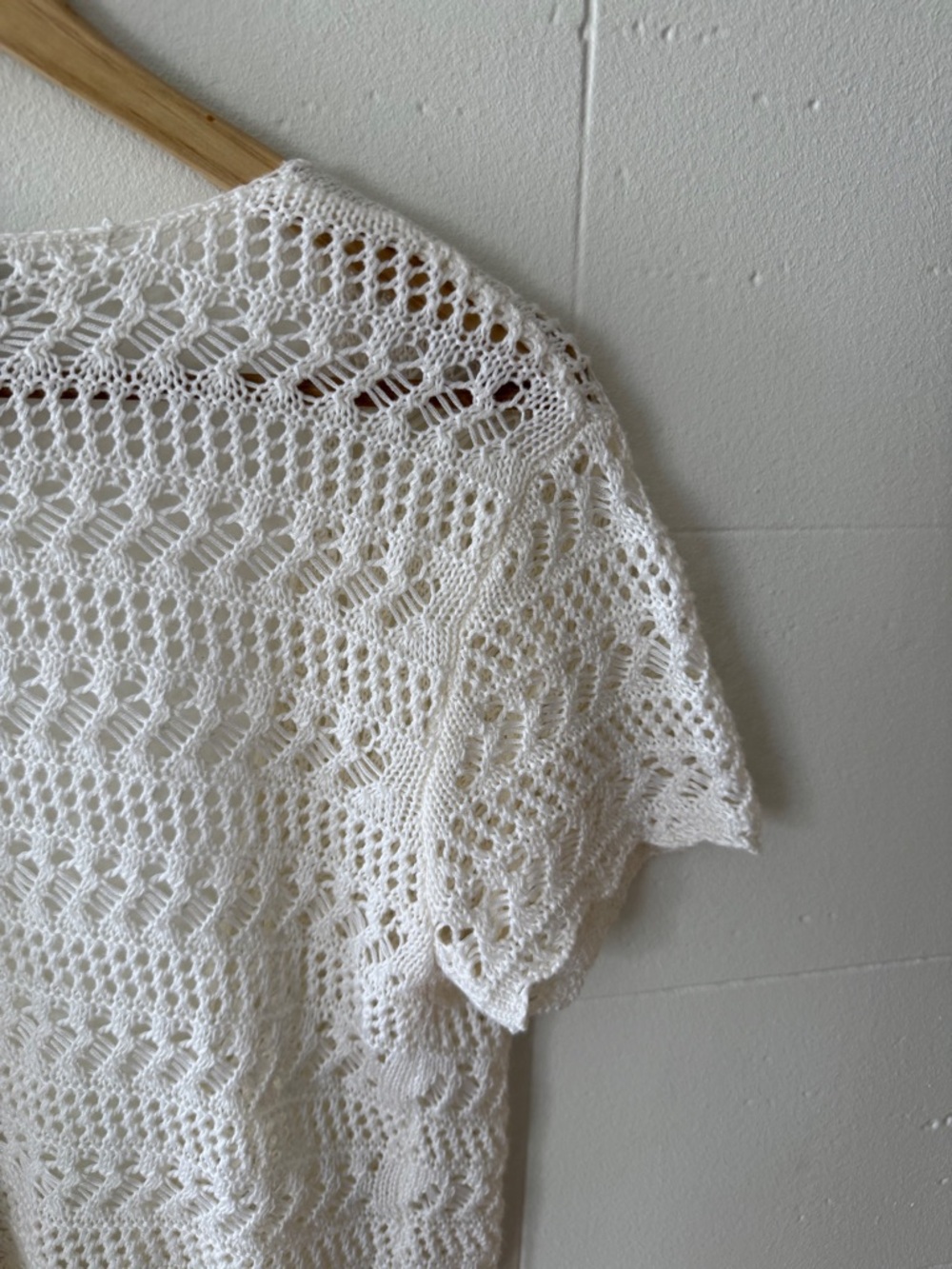 Crochet Tie Front Top Boho Knit Open Front Layering | Medium - Picture 8 of 9